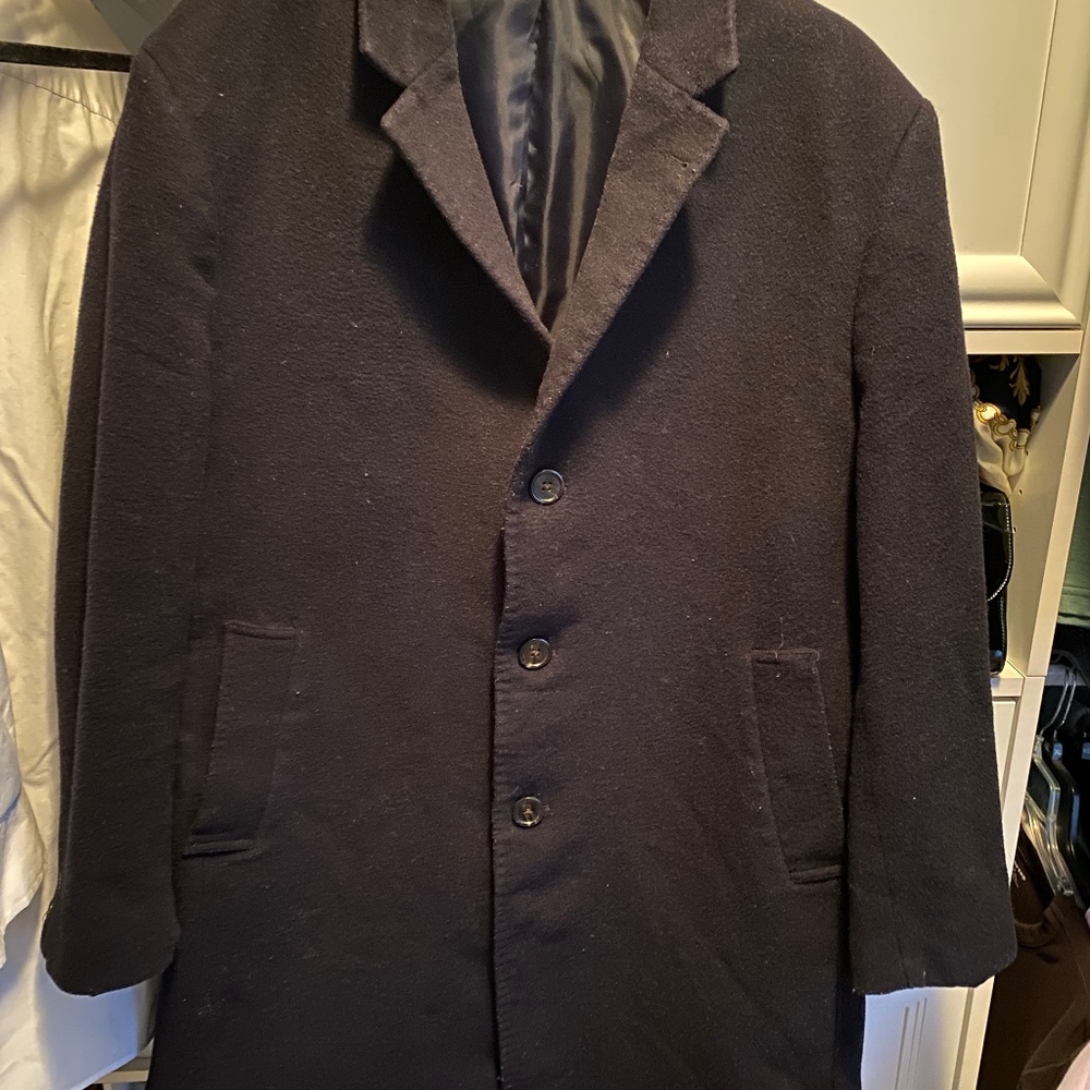 Mens RALPH LAUREN Sz 44 S Navy Cashmere Blend Coat